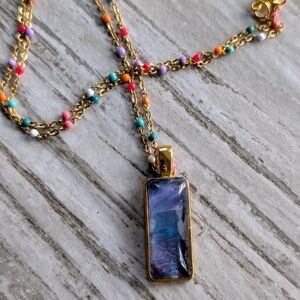 Gold and Purple Pendant Necklace
